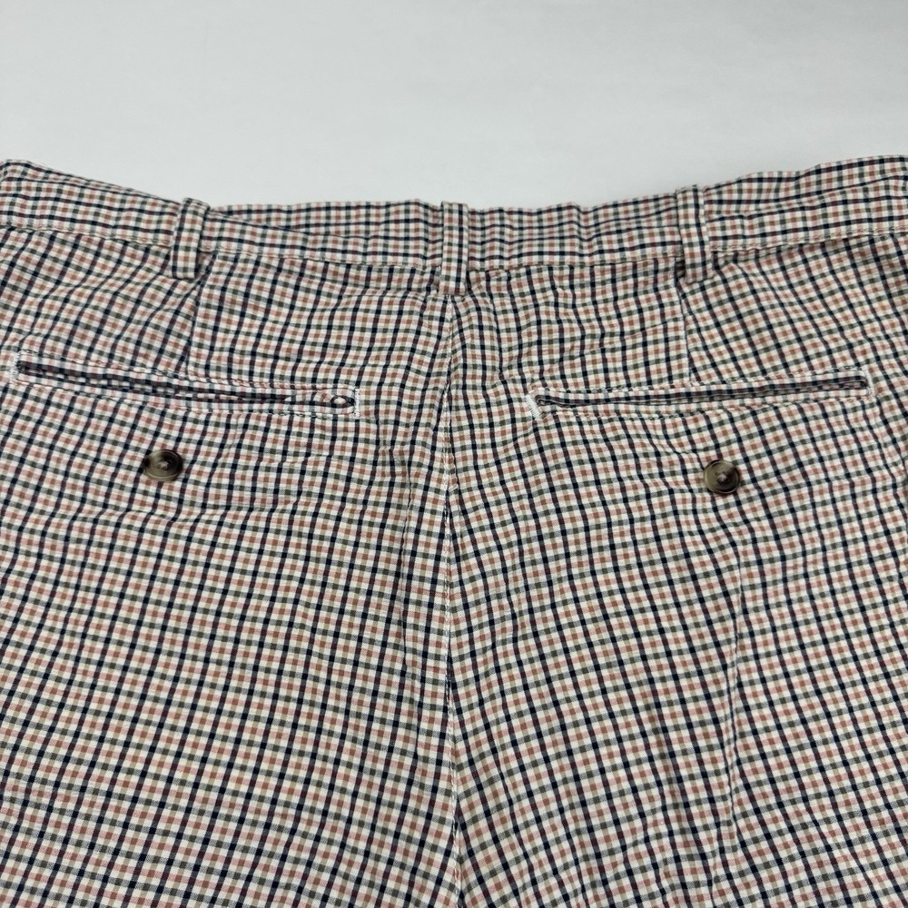 Lands End Multicolor Plaid Bermuda Chino Shorts Seersucker Sz 36 100% Cotton - Picture 12 of 12